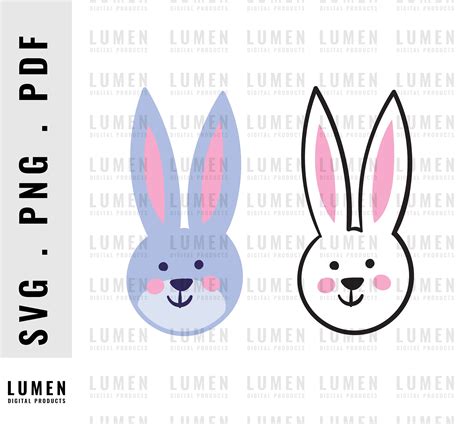 Cute Bunny Face Svg Bunny Head Outline Svg Bunny Png Sublimation