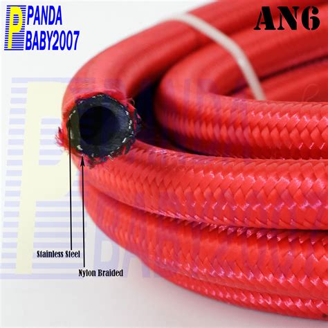 Nylon Steel Rubber Braided An6 6an 6 06 Oil Gas Water Fuel Line Hose 10feet Red Ebay