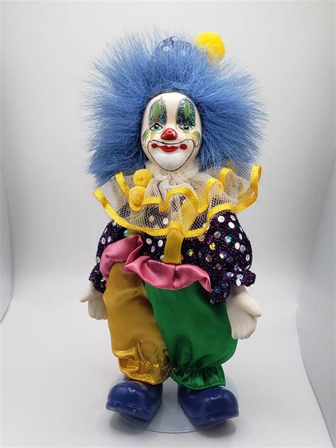 3 Vintage Porcelain Face Clown Doll Beanbag Clown Lot Jester Joker Harlequin Classic Treasures