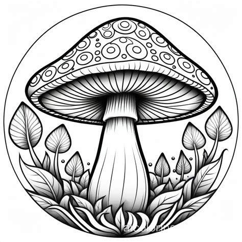 Mandala Mushroom Coloring Page Intricate Design for Relaxing and ...