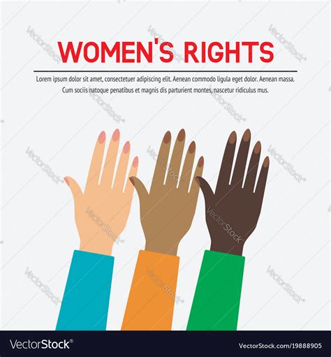 Womens Rights Concept Three Female Raised Hands Vector Image