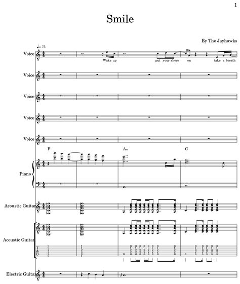 Smile - Sheet music for Choir Tenor, Piano, Acoustic Guitar, Electric ...