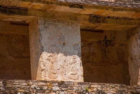 Ancient Bas Relief Carving Maya People At The Palenque Ruinas Chiapas Mexico Stock Image Image