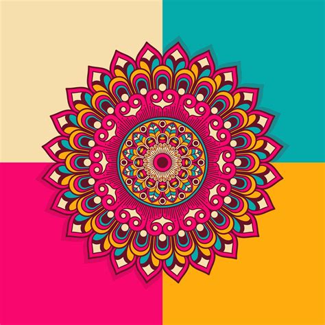 Vector Colorful Decorative Round Floral Shaped Mandala Pattern