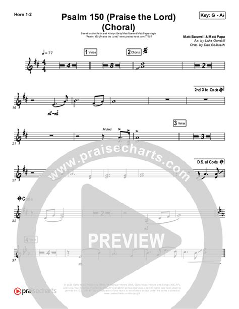 Psalm 150 Praise The Lord Choral Anthem Satb French Horn Sheet