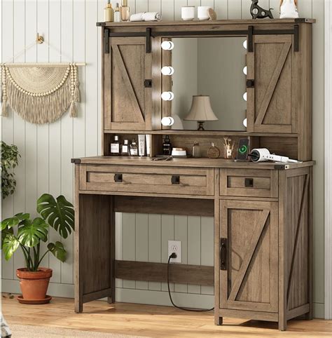 Amazon AOGLLATI Makeup Vanity With Lights Barn Doors Vanity