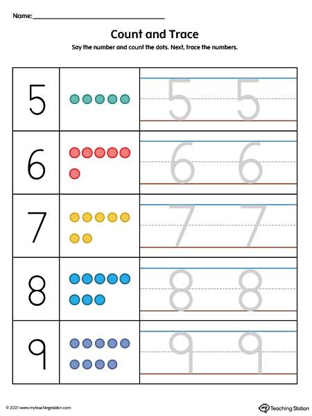 Count And Trace Numbers Color Myteachingstation