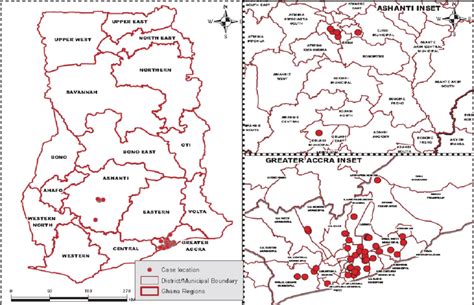 Map Of Ghana With Ashanti And Greater Accra Regions Inset And Location Download Scientific