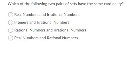 Solved Which of the following two pairs of sets have the | Chegg.com