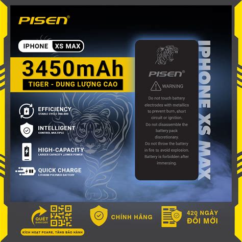 PISEN Tiger iXS Max Pin dung lượng cao iphone iXs Max 3450mAh Pin