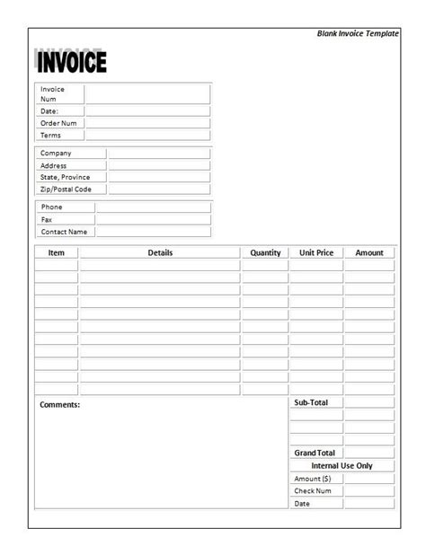 Blank Invoice Template Excel