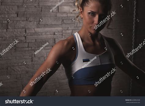 Sexy Blond Bodybuilder Woman Bikini Over Stock Photo Shutterstock