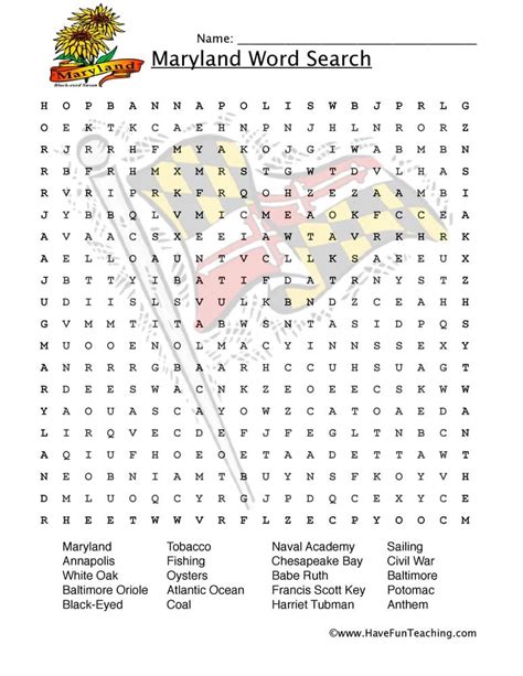 Maryland Word Search Worksheets Worksheetscity