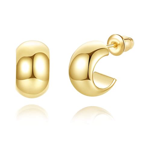 Wowshow 14k Gold Plated Chunky Open Hoop Earrings