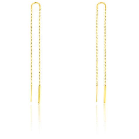 Boucles D Oreilles Pendantes Traversantes Et Tube Or Jaune 375 Ocarat