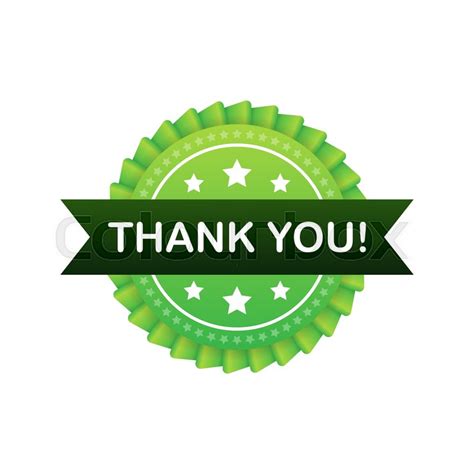 Thank you green label on white screen. ... | Stock vector | Colourbox