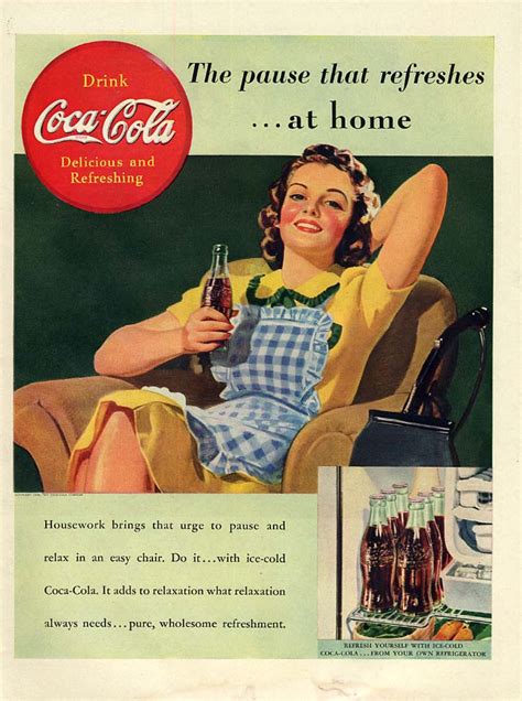 The Pause That Refreshes At Home Coca Cola Ad 1939 Housewife In Apron L