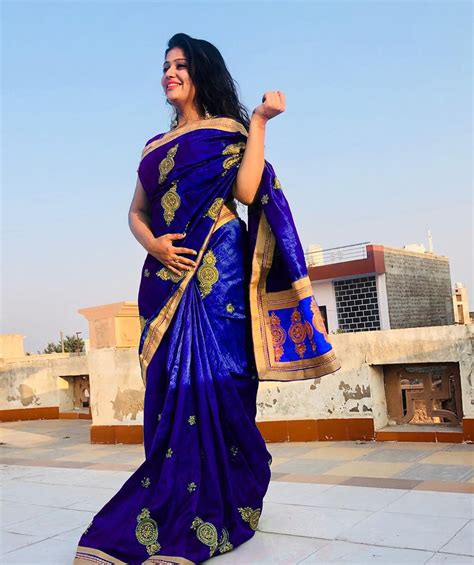 Dark Blue Sarees With A Unique Blouse To Match For The Brides