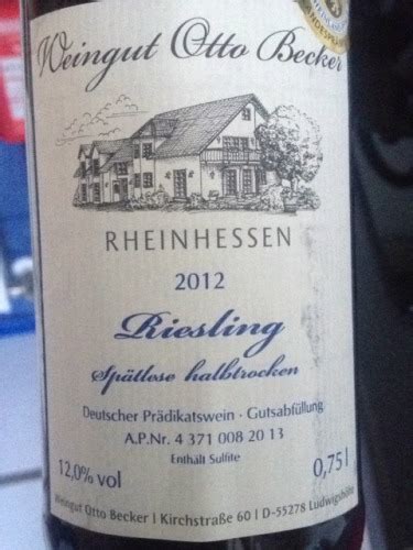 Otto Becker Riesling Halbtrocken Vivino Us