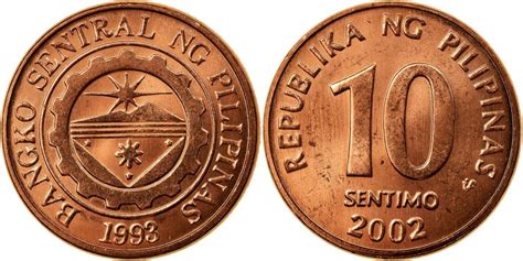 Coin Philippines 10 Sentimos 2002 Copper Plated Steel Km2701