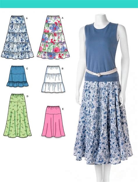 Skirt Sewing Pattern Design Easy Tiered Flared 3 Lengths Pull On Elastic Waist 8 16 2609