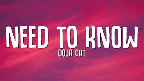 Doja Cat Need To Know Lyrics Youtube