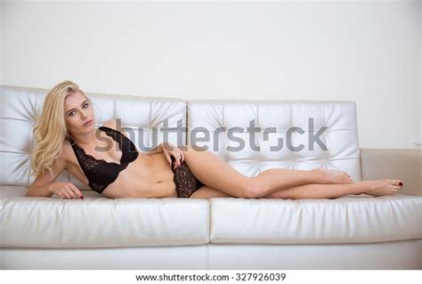 Portrait Sexy Blonde Woman Lingerie Lying Stock Photo Shutterstock