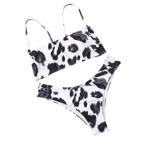 Qiyuancai Womens Swimsuits Tummy Control Split Leopard Print Bikini