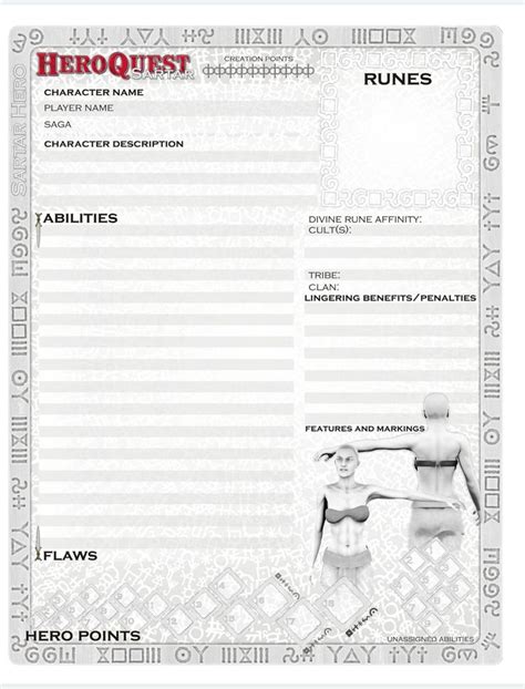 Heroquest 2 Character Sheet Roleplaying Game Roleplay