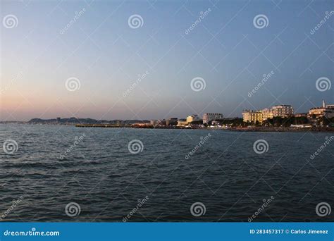 Sunset Serenade: Capturing Golem Beach and the Adriatic Sea in Durres, Albania Stock Image ...