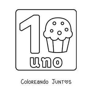 Número 1 con objetos para aprender a contar y trazar Coloreando Juntos