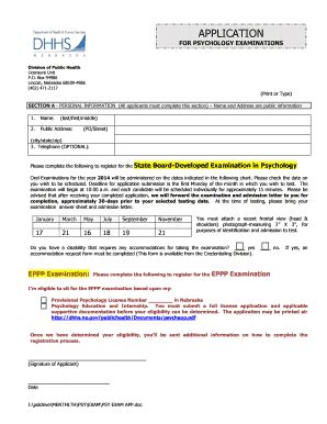 Fillable Online Dhhs Ne Examination Application State Of Nebraska Fax