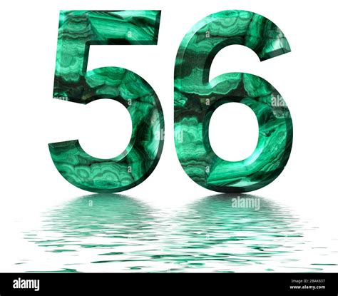 Arabic Numeral Fifty Six From Natural Green Malachite Reflected