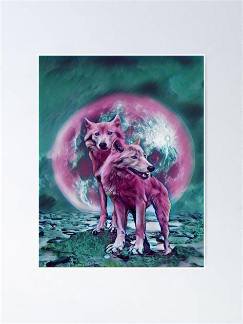 "Magic Wolf Art Colorful Wolves Howling To The Moon" Poster for Sale by ...