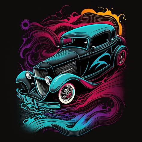 Um Desenho Colorido De Um Carro A Palavra Ford Nele Foto Premium