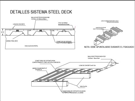 Detail Of Slab In Steel Deck In Autocad Cad 8588 Kb Bibliocad