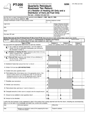 Fillable Online Tax Ny Form PT 200 May 1999 Quarterly Petroleum