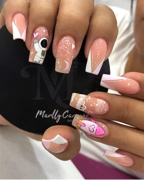 Pin by Myrian Stella on uñas lindas Girly acrylic nails Glow nails