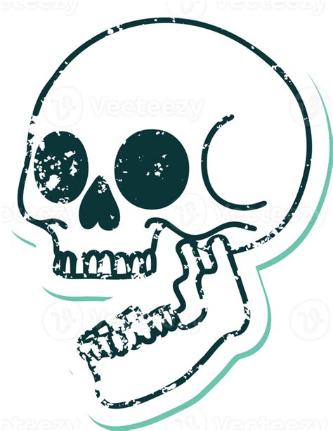 Iconic Distressed Sticker Tattoo Style Image Of A Skull 45001546 Png