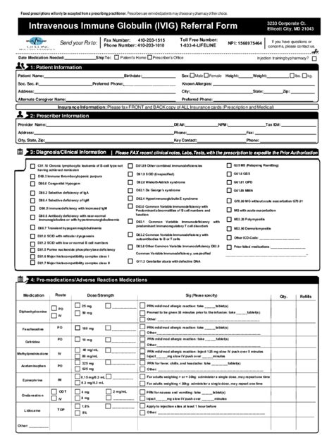 Fillable Online Intravenous Immune Globulin Ivig Referral Form Fax