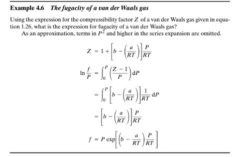 Solved Example 4 6 The Fugacity Of A Van Der Waals Gas Using Chegg