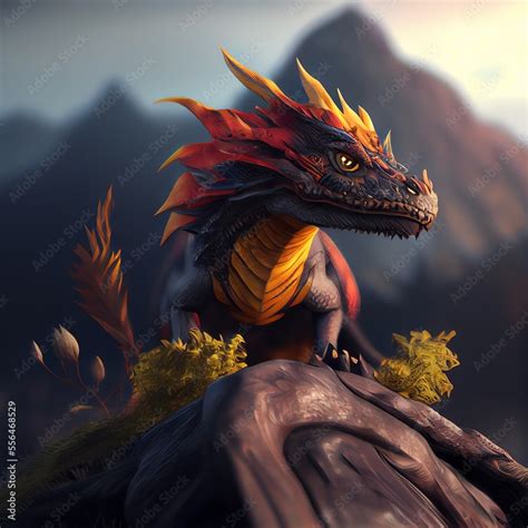 Fantasy Dragon head lizard concept art. Generative AI Stock ...