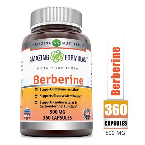 Amazing Nutrition Berberine 1 000 Mg 360 Capsules 500 Mg Per Capsule