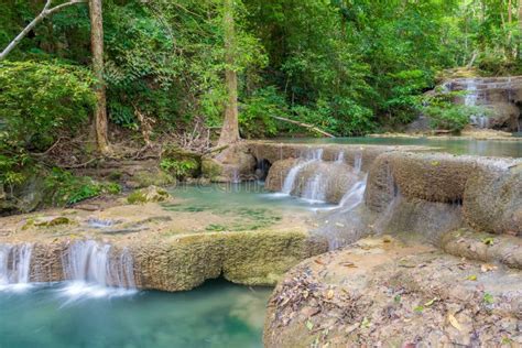 Cascada En Bosque Profundo En El Parque Nacional De La Cascada De