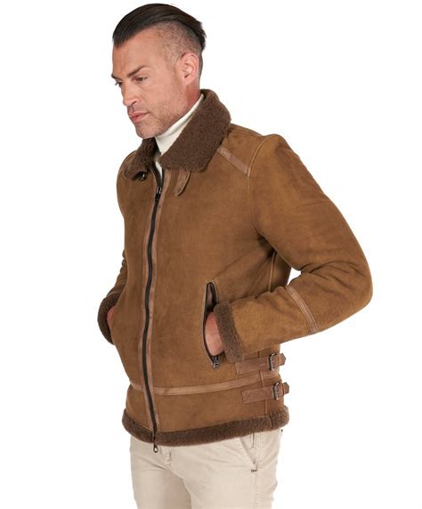 Montone Shearling Scamosciato Color Cuoio Da Uomo D Arienzo