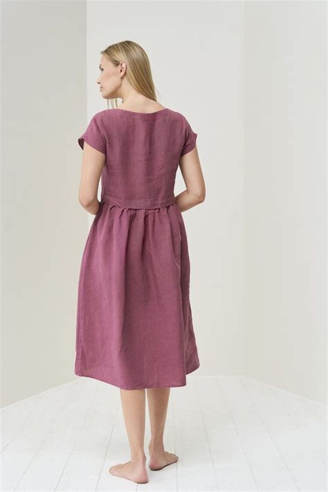 Summer Breeze Loose Linen Dress With Sleeves And Pockets Comfortable