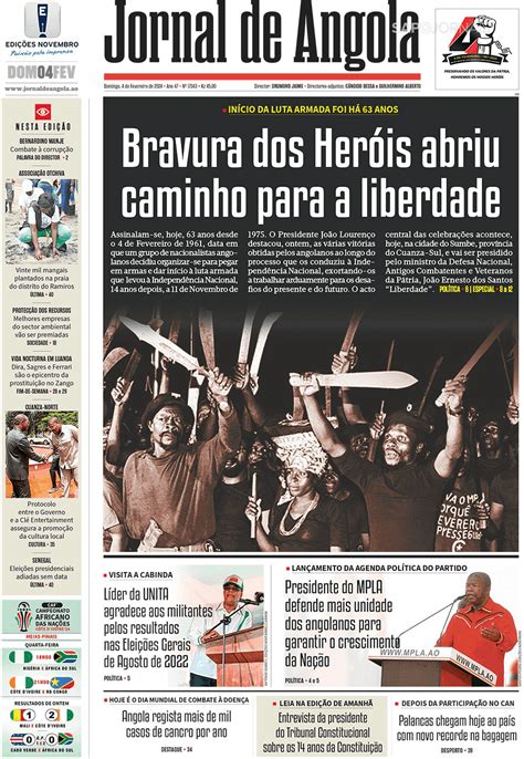 Jornal De Angola Fev Jornais E Revistas Sapo Pt Ltima