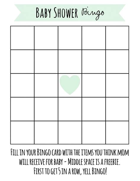 Free Printable Baby Shower Bingo