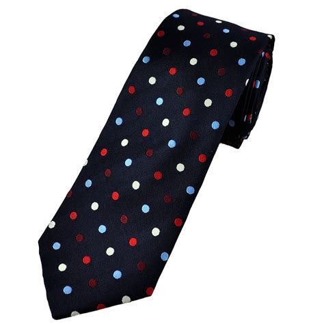 Tresanti Celeste Navy Blue And Multi Coloured Polka Dot Mens Silk Designer Tie From Ties Planet Uk