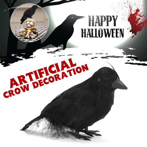 Feather Artificial Crow Halloween Black Simulation Bird Raven Prop